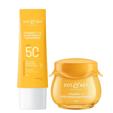 Dot & Key Vitamin C Daily Glow Essentials Skin Care Combo (Vitamin C Sunscreen SPF 50 PA+++ 50gm & Vitamin C Moisturizer 50gm) | For Glowing Skin | For All Skin Types | For Women & Men